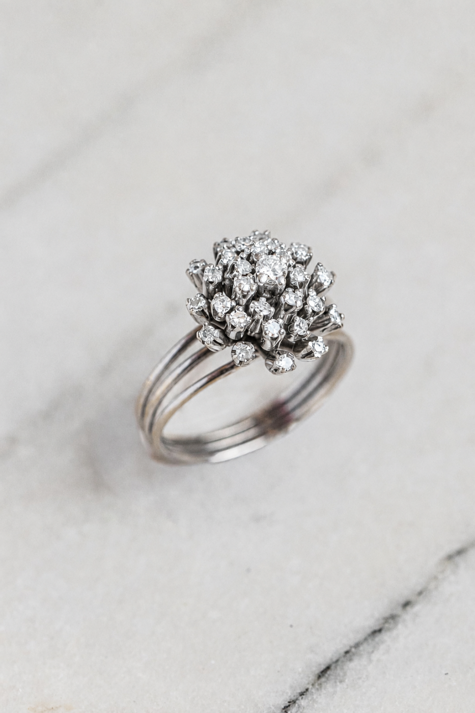 Anel Ouro Branco Diamante