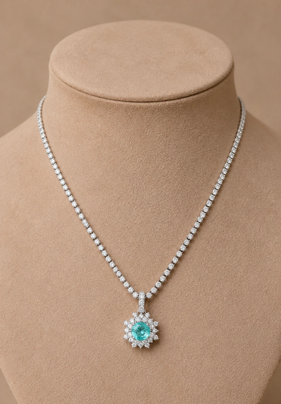 Pingente Turmalina Paraíba e Diamantes