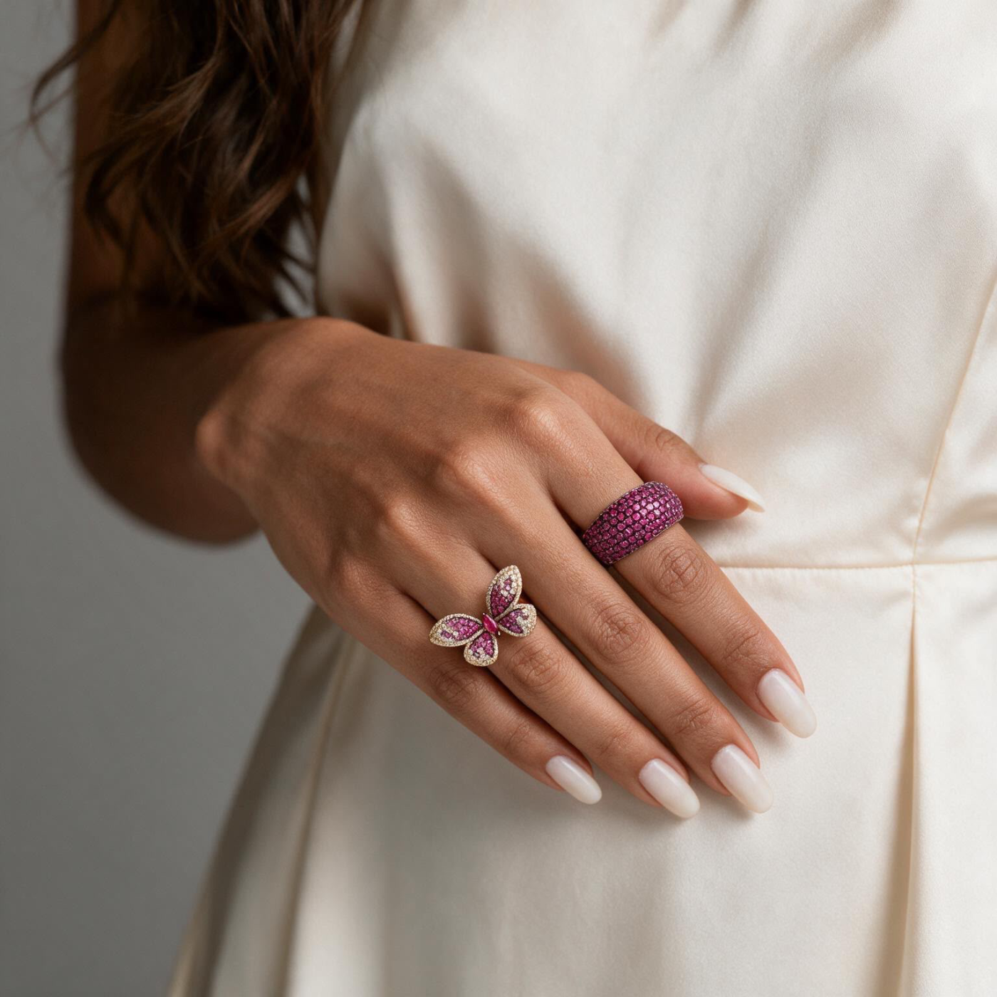 Anel Butterfly Rubi e Diamantes