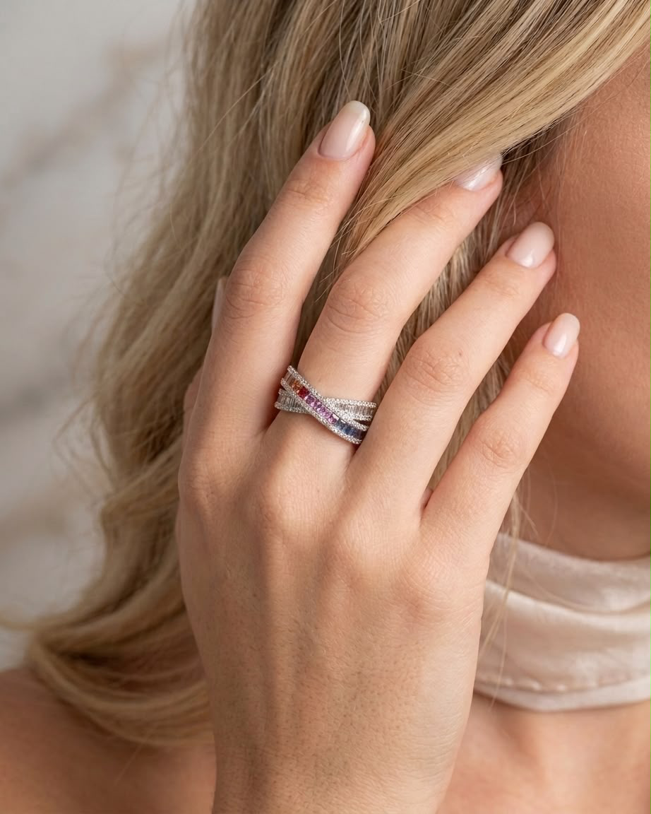 Anel Enlace Diamond & Safira Rainbow