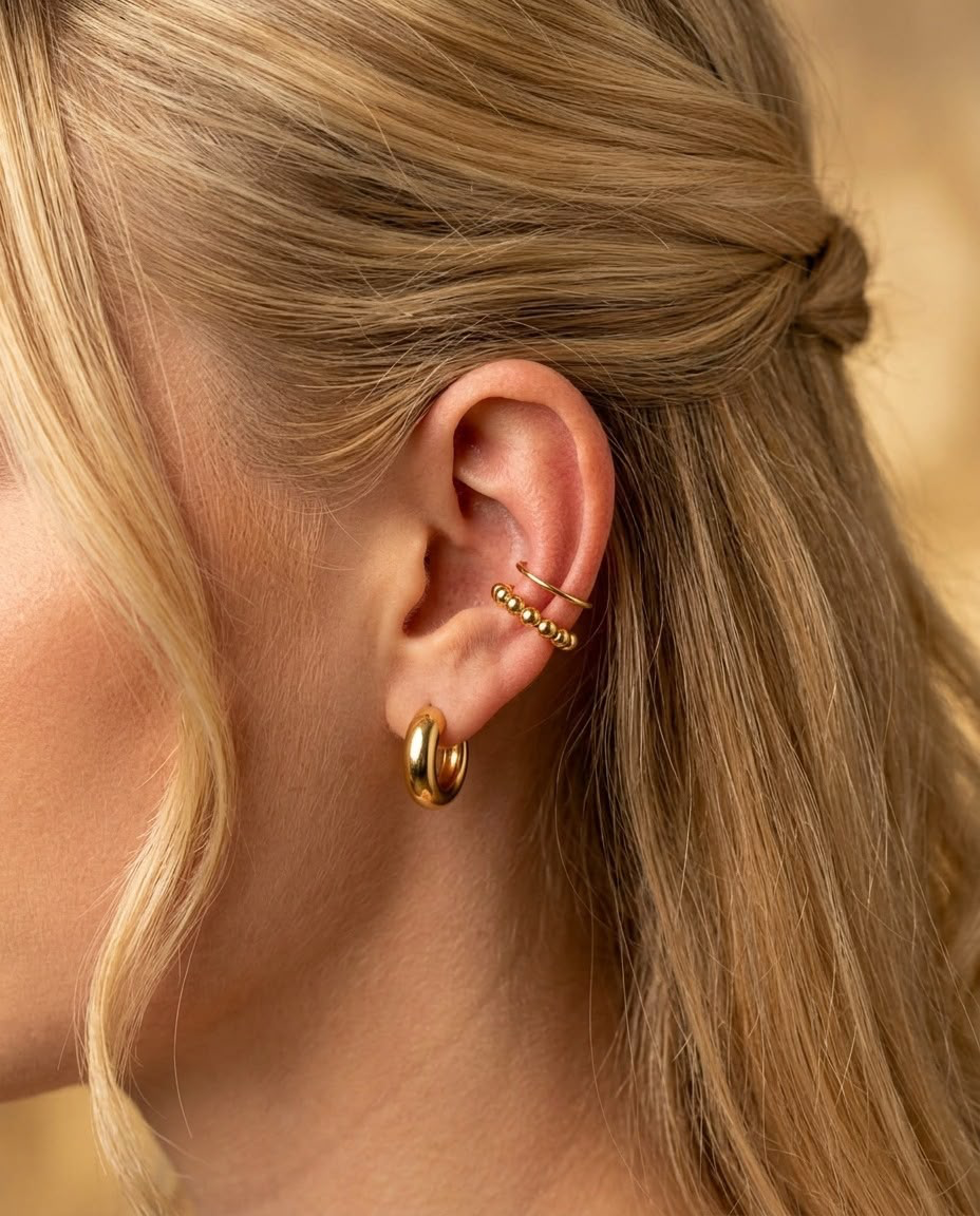 Brinco Piercing Único Ouro Amarelo