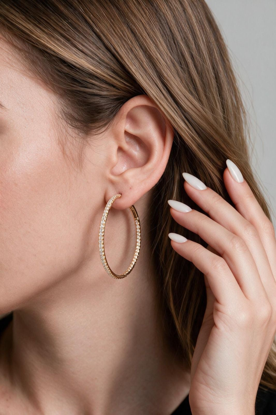 Brinco Argola Com Diamantes
