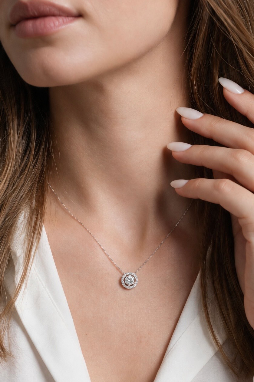 Colar Flor Com Diamantes